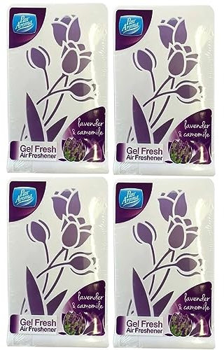 4 x 150g Pan Aroma Gel Fresh Air Freshner Lavender & Camomile Long Lasting Strong Scent
