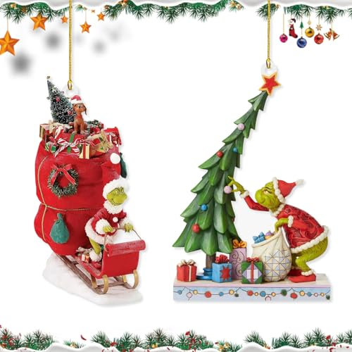 2 Stück Personalisierte Weihnachtsschmuck Kit,Acryl Weihnachtsbaum Ornamente,Weihnachtsbaum Anhänger,Weihnachtsdekorationen Zubehör (Rot-B)