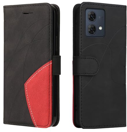 Wuhaizher Motorola Moto G84 Case Geometric, Shockproof Wallet Case PU Leather with Card Slots Folding Stand Magnetic Scratchproof Protect Flip Cover for Motorola Moto G84 Phone Cases, Black