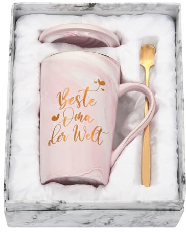 Joymaking Kaffeetasse Beste Oma der Welt, Muttertag Geburtstagsgeschenk Tasse, Geschenk zum Geburtstag, Weihnachtsgeschenke Kaffeetasse, Rosa 400ml