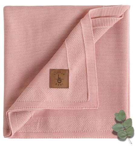 Little Dedi Babydecke aus 100% Tencel™, 80 x 100 cm, Pink- Oeko-TEX® 100 Klasse 1, hypoallergen, thermoregulierend und atmungsaktiv - Moderne Strickdecke für Neugeborene und Kleinkinder