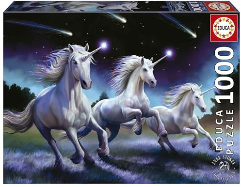 Educa - Puzzle von 1000 Teilen für Erwachsene | Einhörner, Anne Stokes. Messen: 68 x 48 cm. Beinhaltet die puzzlekleber FixPuzzle. Seit 14 Jahren (19919)