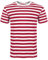 ANZEE DISCOVER THE NEW YOU Men Women's Striped T-Shirt Unisex Crew Neck Short Sleeve Stripes T-Shirt Cotton Top Round Neck Kids Casual Crewneck Summer Wears White/Red Small