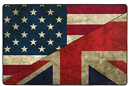 AUBKFELD Moderner Teppich mit USA-Flagge, bedruckt, 150 x 100 cm, Flanell, rutschfest, für Schlafzimmer, Wohnzimmer