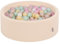 KiddyMoon Rund Bällebad Bällepool 90X30cm/300 Bälle ∅ 7Cm Ballgruben Für Babys Spielbad Kleinkinder, Beige:Pastellbeige/Pastellgelb/Weiß/Minze/Puderrosa