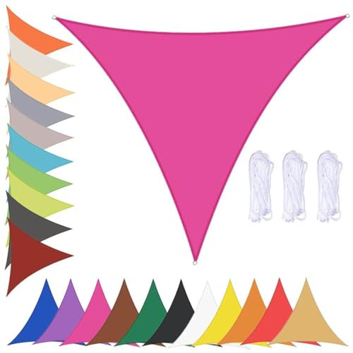 Voile d'ombrage Triangulaire Toile Ombrage Exterieur Jardin Imperméable Voiles d'ombrage pour Patio Auvent de Protection Solaire 90% UV Protection avec Oeillets Rose Rouge 3.6x3.6x3.6m