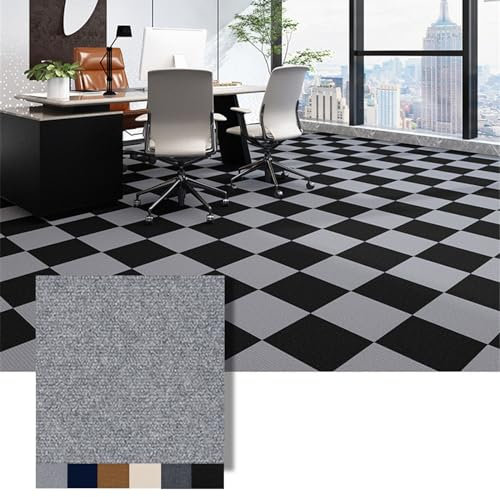 Hiseng Teppichfliesen Selbstklebend 30x30cm, 10/20/30 Stück Teppichfliesen Selbstliegend Rutschfeste Strapazierfähig Teppich Bodenbelag für Wohnzimmer Schlafzimmer Büro (20 Stück,Hellgrau)