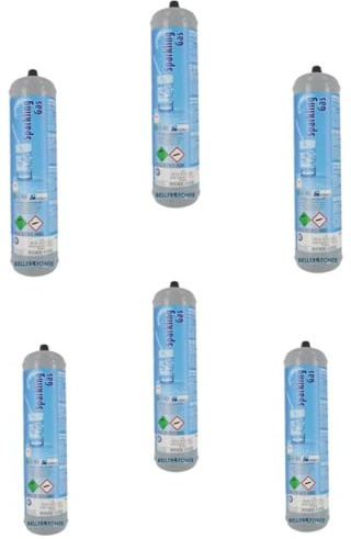 Bellerofonte 6 bouteilles Co2 600 g jetables raccord M11 x 1 Récipient en acier, pour gazeur - Distributeur CO2 alimentaire E290 pour gazer de l'eau et des boissons en général ou agrafeuse de la