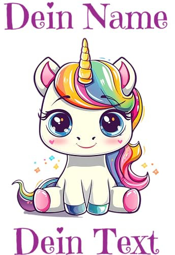 Bügelbild Einhorn Wunschnamen Wunschtext Bügelfolie selbst gestalten Name zum Aufbügeln Flicken zum selber Aufbügeln Bügelapplikation Transferfolie Geburtstag Geschenk für Textilien verschiede Größen