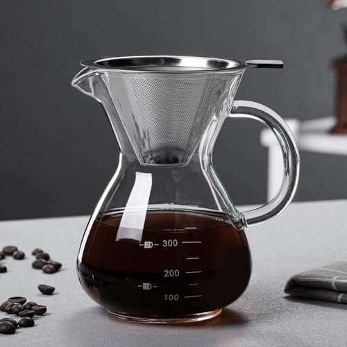 Supercap - Glass Coffee Carafe, 800 ml, with Double Layer Stainless Steel Filter, Lead-Free Borosilicate Glass Coffee Dropper (400 ml)