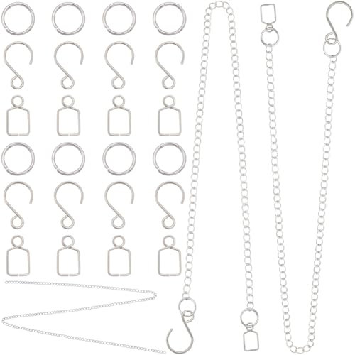 SOFPLATE 1 Box 10pcs 39.4in Suncatcher Chains And Hooks Sun Catcher Hanging Chain Brass Cystall Ball Suspension Chain Kits with Sticky Hook Rings for DIY Home Wedding Graduation Hanging Decoration