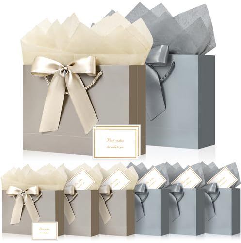 BBLIKE Geschenktüten Geschenktüte mit Henkel - 8 Geschenktasche + 8 Grußkarten + 8 Sydney Paper, Geschenktaschen, Geschenkverpackung für Geburtstag, Geschenk, Feier, Hochzeit