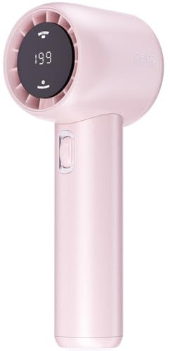 FUNJEO GF02 Ventilateur portable, vitesse (1-199) niveaux de vent réglables, charge rapide 2.0, batterie de 3500 mAh, pour voyage/sport/camping/travail (rose)