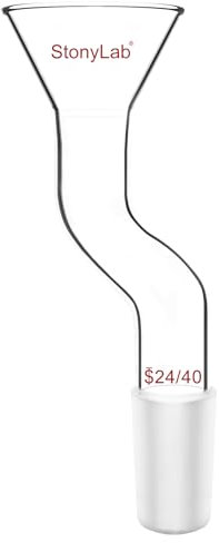 stonylab Embudo para Polvo con Diseño Descentrado, Vidrio de Borosilicato con Junta Estándar 24/40, Diámetro Superior de 50mm, Resistente y Reutilizable para Laboratorio, Investigación y Enseñanza