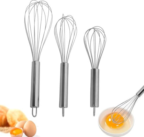 2 Schneebesen, Handmixer, halbautomatisch rotierend,Edelstahl-Rotationsmischer, Zum Mischen Schlagen Rühren Von Zutaten Beim Kochen Backen Hause(12 Zoll + 10 Zoll) (DDQI-678)