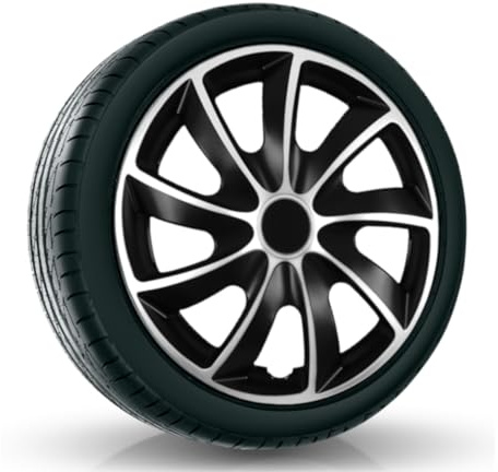All4You Radzierblenden Quad Bicolor Radkappen Radblenden 4 Stück Silber Schwarz (16 Zoll)