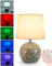 EGOBASIC Ceramic Cordless Table Lamp with Timer, Remote, RGB Dimmable, Rechargeable Battery Lamps, 11.42H Mid Century Modern Small Bedside Lamp, Living Room Bedroom Farmhouse Dining Side Table Lamps