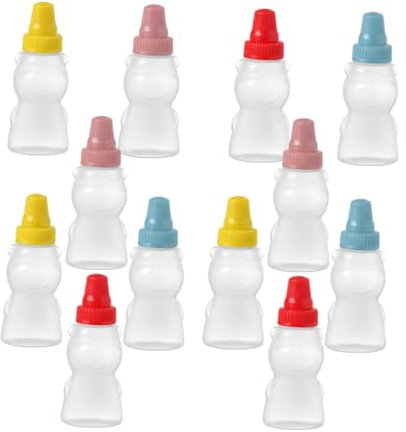 Zerodeko 1set Bear Shape Sauce Bottle Mini Squeeze Bottles Vinegar Storage Bottles Soy Sauce Containers Portable Vinegar Containers Squeeze Bottle Honey Salad Dressing Container Pe 12pcs