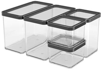 Rotho Loft Set Vorratsdosen 5 tlg. LOFT, Kunststoff (PP) BPA-frei, transparent, (32.3 x 22.3 x 16.6 cm)