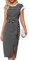 GRACE KARIN Damen Gestreiftes Elegantes Kurzarm Midi Kleider Casual Bleistift Kleid Schwarz Weiß Streifen S