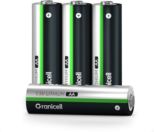 Granicell 4 batterie al litio AA da 3000 mAh, batteria al litio AA da 1,5 V, batterie AA al litio con durata prolungata per torcia, giocattoli