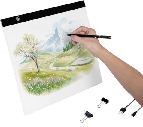 VEVOR Tablette lumineuse LED B4, table lumineuse dessin portable ultra-mince, avec luminosité réglable, tableau dessin avec câble USB, pour peinture diamant, croquis, pochoir, artistes, traçage, noir