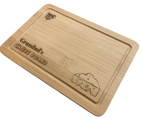 Ashton and Finch Cheese Board – Laser Engraved with Cheese and Mouse Design – Grandad's Cheese Board – Gift for Father's Day, Birthdays, and Special Occasions – 22L x 15W x 0.8H cm