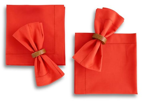 Solino Home Servietten aus Baumwollleinen, 4 Stück, Hohlsaum, Mohnblumen-Design, 50,8 x 50,8 cm, für den 4. Juli, Sommer, handgefertigt und maschinenwaschbar