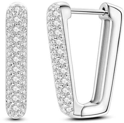 NARMO 925 Sterling Silber Ohrringe für Frauen Kubische Zirkonia Rechteck Kleine Ohrringe