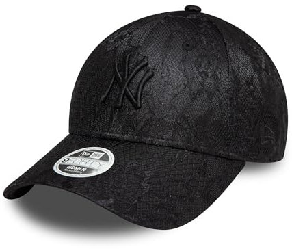 New Era Elegante Cap für Frauen New York Yankees mit Spitze Baseball MLB Kappe NY 9Forty Sommer schwarz - One-Size