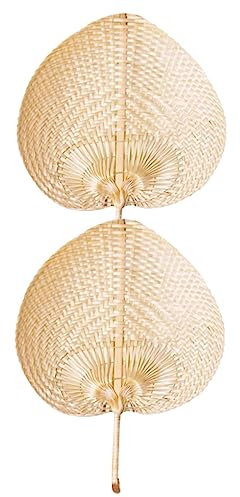 MAGICLULU 2Pcs Handmade Bamboo Woven Handheld Fans for Wall Decor Elegant Vintage Design for Summer Outdoor Use and Home Decoration