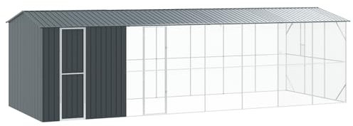 vidaXL Bird Cage Anthracite 860 x 310 x 247 cm Galvanised steel, Garden and Terrace, Modern Bird Enclosure, Spacious Aviary, Durable Outdoor Habitat, Secure Sanctuary Design