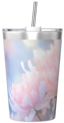 Bouteille Thermos Fleur Gros Plan Imprimée Ultra-légère et Portable Convient pour toutes les saisons