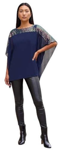 Roman Originals Sequin Chiffon Top for Women Ladies Embellished Blouse Sparkly Glitter Overlay Shiny Special Occasion Winter New Year NYE Party Christmas Night Out