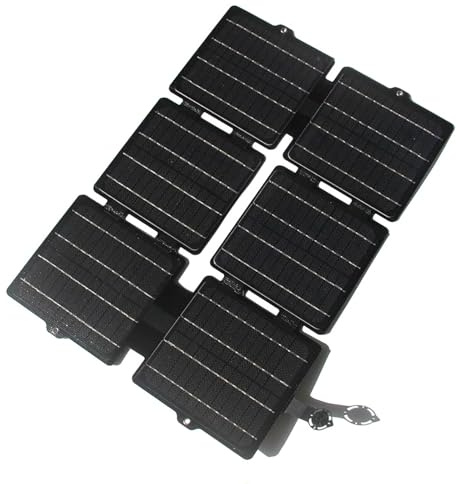 Outdoor 30W Solarladegerät faltbar, ETFE Solarpanel mit 5V/12V 3A Doppel-USB & DC, IPX6 Wasserschutz für Campingurlaub und netzunabhängige Stromversorgung (Black)