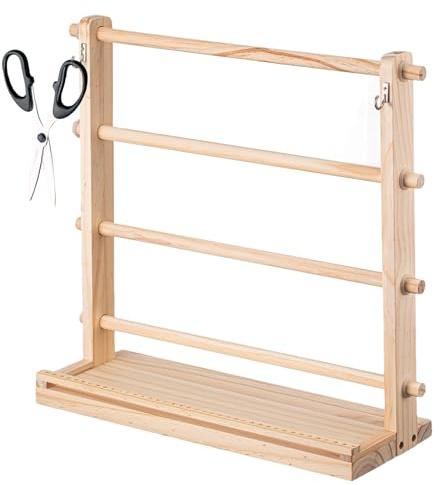 Organisateur de Ruban, Support de Ruban| Porte-Bobine de rubanen Bois à 4 niveaux - Étagère de Rangement Pour l'