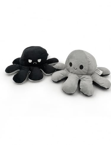 Generisch Kuscheltier Oktopus Wendbar 30 cm – Plüschtier Oktopus mit Zwei Emotionen, weiches Stofftier – Geschenk für Kinder