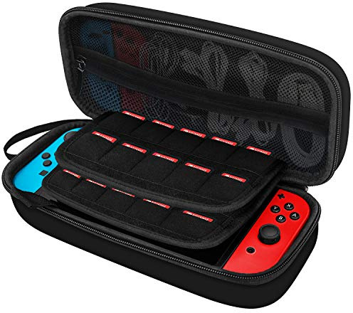 JETech Carrying Case for Nintendo Switch 2017, Black | Hard Shell Protection, 20 Game Card Slots, Accessories Pouch, Lightweight Travel Design