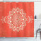 ABAKUHAUS Mandala Duschvorhang, Cosmos Konzept Mandala-Kunst, Stoffliches Gewebe Badezimmerdekorationsset mit Haken, 175 x 200 cm, Orange Elfenbein