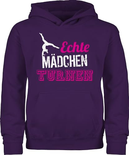 Kinder Hoodie Jungen - Sport Kleidung - Echte Mädchen turnen I Geschenk Turnerin - 140 (9/11 Jahre) - Lila - turn-pulli 25. geburtstag turn pullover turnpulli turner pulli richtige gymnastic