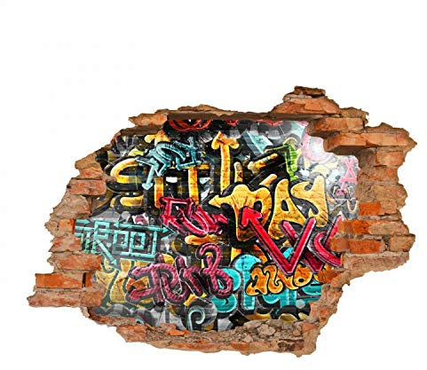 149 Wandtattoo Graffiti bunt - Loch in der Wand - in 6 Größen - Kinderzimmer Jugendzimmer Wandbild Wanddeko - Größe 1000 x 700 mm