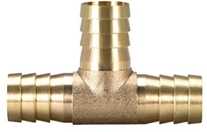 sourcing map 16mm or 5/8 ID Brass Barb Splicer Fitting,T-Shaped 3 Ways,Barb Hose Fitting Air Gas Water Fuel,Barbed Tee Connector