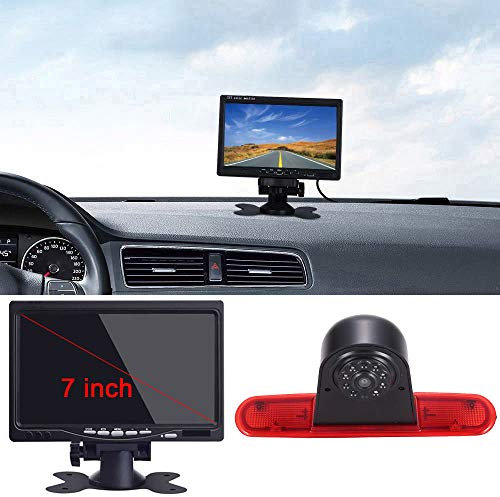 Rückfahrkamera Transporter + 7 Zoll TFT LCD Bildschirm Auto Monitor, Bremsleuchte Auto Dach Rückfahrkamera Set für FIAT Doblo 263 Van (2010-Present) / Opel Combo (2011-2018)