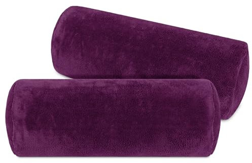 npluseins 2er Pack Kissenhüllen aus Coral-Kuschel-Fleece (2 Stück) 1257.1667, ca. 40 x 15 cm, Beere