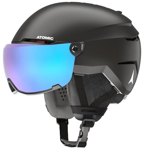 ATOMIC SAVOR VISOR JR Skihelm mit Visier - Schwarz - Größe XS - Für Kinder & Jugendliche - Max. Stoßdämpfung - Active Aircon Belüftung - Brille mit High End-Verspiegelung