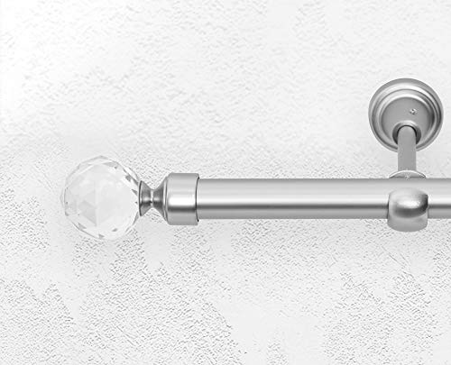 ALOHA Gardinenstange Vorhangstange 19mm Wandmontage, EIN/ZWEI-läufig, Inox, Satin, Golden, Weiß, Länge: 120-600cm, ohne Ringe (240cm / Honshu/Satin / 1-läufig)