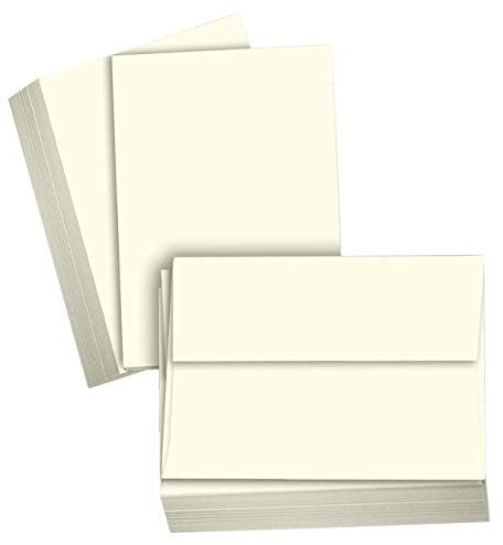 Hamilco Cream Colored Cardstock - Blank Index Flash Note & Post Cards - Greeting Invitations Stationary - Flat 5 1/2 X 8 1/2 Heavy Weight 80 lb Card Stock for Printer (100 pack with envelopes)