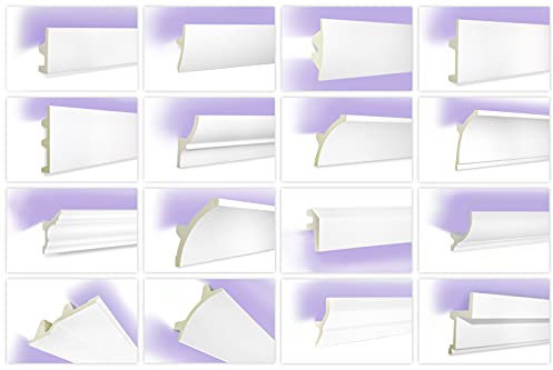 LED Profile aus PU - Indirekte Beleuchtung mit Stuckleisten, leicht & lichtundurchlässig - (2 Meter KF721) Dekoration Ecken Spot Innen Winkelleisten