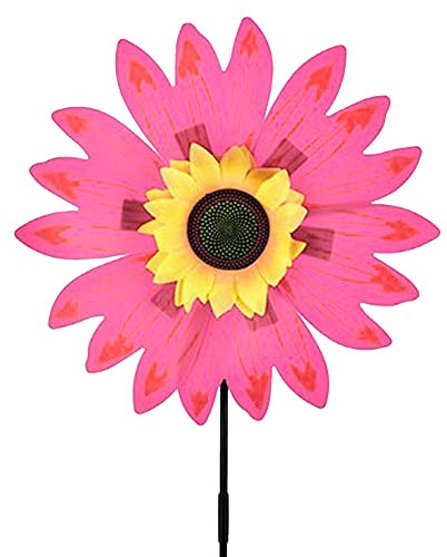 Moulin à Vent pour Jardin, Tournesol Moulin à Vent Moulin à Vent Fleurs Moulin à Vent fête pour Adolescents pelouse Jardin Cour décoration extérieure, Jouet de Moulin Vent pour Enfants, Rose Rouge