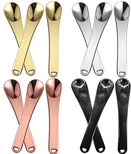 Metal Makeup Spatula,Forreen 12 Pieces Beauty Scoop Cosmetic Spatulas Face Cream Spoon Makeup Mask Spatula for Eye Cream Face Cream Mask Mix Sampling